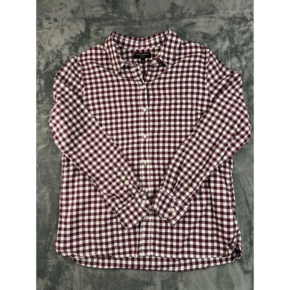 Banana Republic Shirt Mens XL Flannel Huckleberry Gingham Plaid Long Sleeve